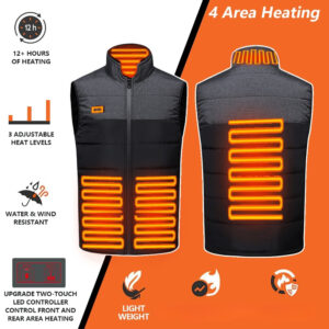 Color: Black And Gray Zone 4, Size: S - Intelligent Dual-control Heating USB Charging Color Matching Vest The Third Gear Temperature Control Heating Clothes Heating Constant Temperature Thermal Vest